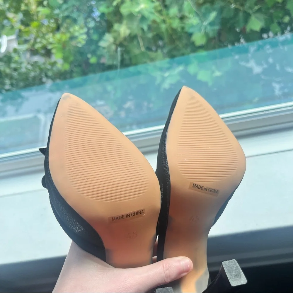 mesh bow tie detail heeled mules 🎀👠👡 - Picture 4 of 7